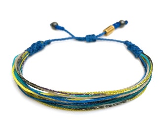 Surfer String Bracelet, Cobalt Blue Wax String Friendship Bracelet, Waterproof Beach Surf Jewelry