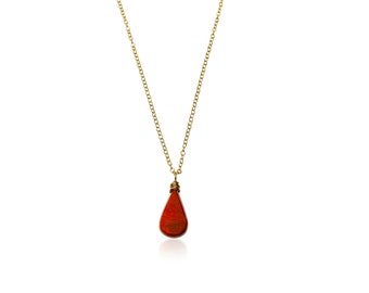 Red Jasper Necklace Women | Dainty Orange Necklace Silver | Minimal Gold Red Stone Necklace | Red Jasper Jewelry | Autumn Gemstone Necklace