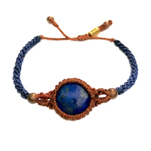 Macrame Lapis Lazuli Bracelet | Blue Lapis Stone Bracelet | Unisex Bracelet Men Women | Lapis Lazuli Stretch Bracelet | Blue Lapis Bracelet