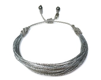 Silver String Awareness Bracelet, Schizophrenia Awareness Jewelry, Parkinsons Disease Bracelet, Dyslexia Awareness Bracelet