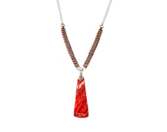 Copper Metalwork Necklace | Spiny Oyster Pendant Necklace | One of A Kind Statement Necklace | Copper Chain Necklace Sterling Silver