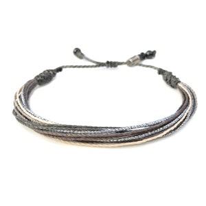 Gray String Bracelet | Adjustable Grey Cord Bracelet | Surfer Bracelet | Pull Tie Bracelet |  Unisex Bracelet Surfer Style | Surf Bracelet