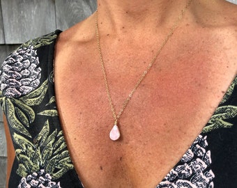 Gift for Mothers Day Gift from Son | Rhodonite Necklace Gold | Pink Stone Pendant Mother's Day Necklace | Rhodonite Jewelry | Pink Necklace