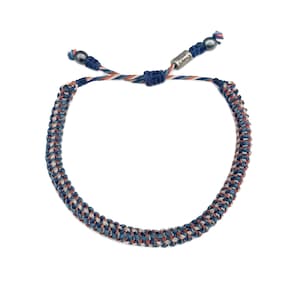 Rope Bracelet Men | Unisex Nautical Bracelet | Nantucket Red White and Blue Waxed Cord Bracelet | Adjustable Sailor Bracelet for Women