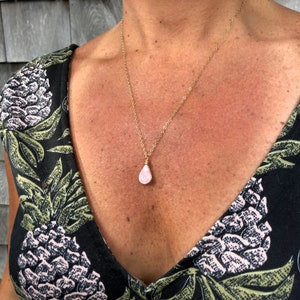 Dainty pink necklace Rhodonite jewelry mothers day gift handmade by Rumi Sumaq jewelry.