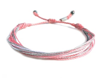 Pink Breast Cancer Awareness Bracelet, Breast Cancer Gift Pink Awareness Jewelry, Pink String Breast Cancer Bracelet