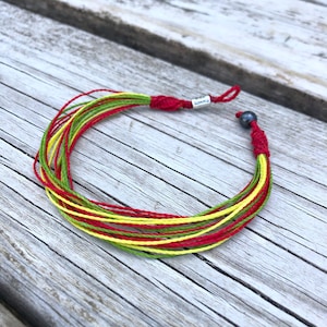 Rasta Bracelet, Rastafarian Flag Anklet in Rasta Colors, Jamaica Woven String Waterproof Ankle Bracelet