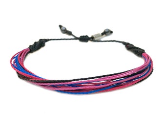 Bi Pride Bracelet |  Bisexual Jewelry | Bi Bracelet | Bisexual Bracelet | Bisexual Pride Jewelry | Adjustable String Bracelet for Men Women