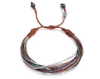 Womens Surf Bracelet | Surfer Girl Beach Lovers Jewelry | Friendship Gift for Woman Teen Preteen Girls | Rust and Aqua Thread Bracelet
