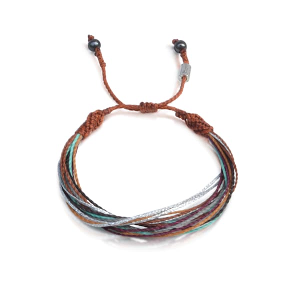 Womens Surf Bracelet | Surfer Girl Beach Lovers Jewelry | Friendship Gift for Woman Teen Preteen Girls | Rust and Aqua Thread Bracelet
