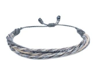 Gray Rope Bracelet | Grey Wax Cord Bracelet | Twisted Bracelet | Twist String Bracelet for Men Women Teens and Kids