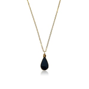 Minimalist Obsidian Necklace – Black Teardrop Pendant in Gold or Silver | Healing Crystal Jewelry for Protection & Balance | Gift for Her