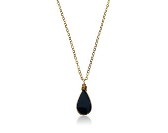 Schwarzer Obsidian Halskette | Obsidian Schmuck | Schwarz Stein Halskette | Obsidian Anhänger 16 18 20-Zoll-Kette Sterling Silber Gold Fill Halskette