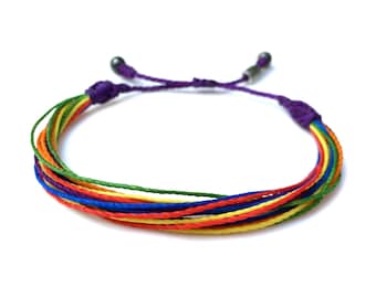 Gay Pride Bracelet | Rainbow Bracelet | Lesbian Bracelet | LGBT Gifts | LGBTQ Pride Jewelry | Rainbow String Bracelet for Men Women and Kids