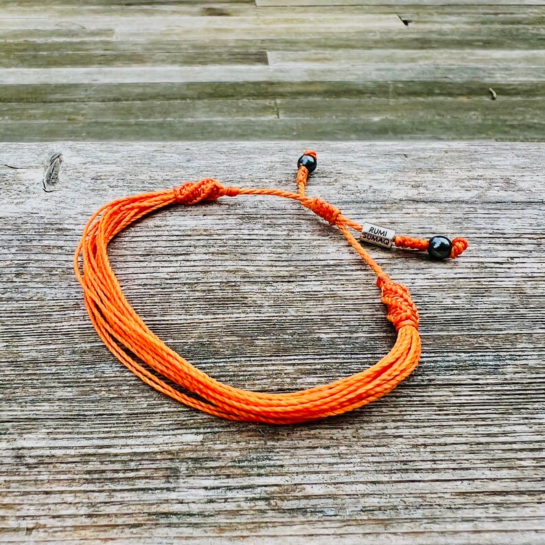 Orange awareness bracelet for Leukemia awareness, MS awareness and Kidney Cancer awareness. Orange awareness jewelry handmade by Rumi Sumaq.
