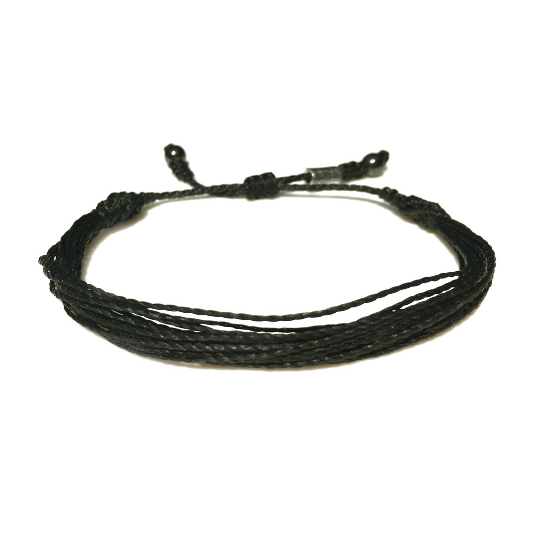 Men Surf Bracelet Black Cord Bracelet Black String Bracelet Man