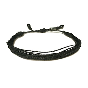 Mannen surfarmband | Zwarte koordarmband | Zwarte koordarmband man | Hematiet steen zwart touw armband | Tienerjongen cadeau voor jongens