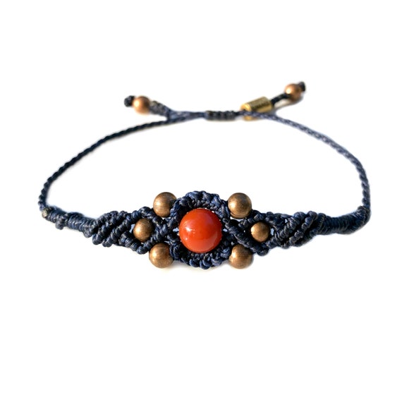 Macrame Mexican Fire Agate Bracelet Macrame Mexican Fire Agate Bracelet