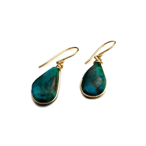 Chrysocolla Earrings | Peruvian Turquoise Earrings | Chrysocolla ...