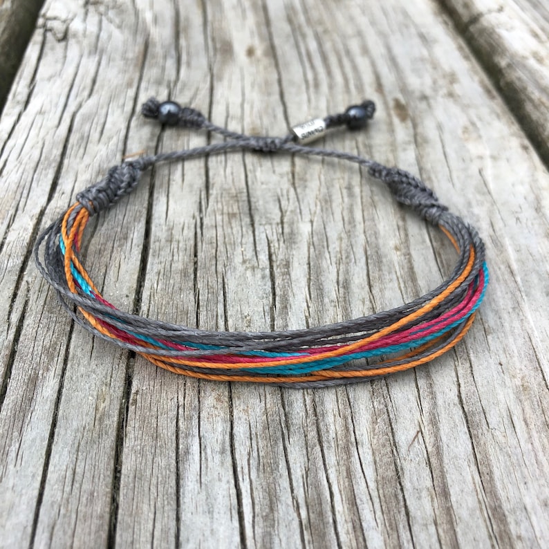 Surfer Style Multi Color Bracelet Grey String Bracelet Men Etsy