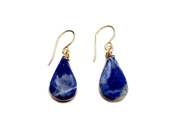 Sodalite Earrings | Blue Stone Earrings | Sodalite Jewelry Gemstone | Blue Drop Earrings | Girlfriend Gift for Her