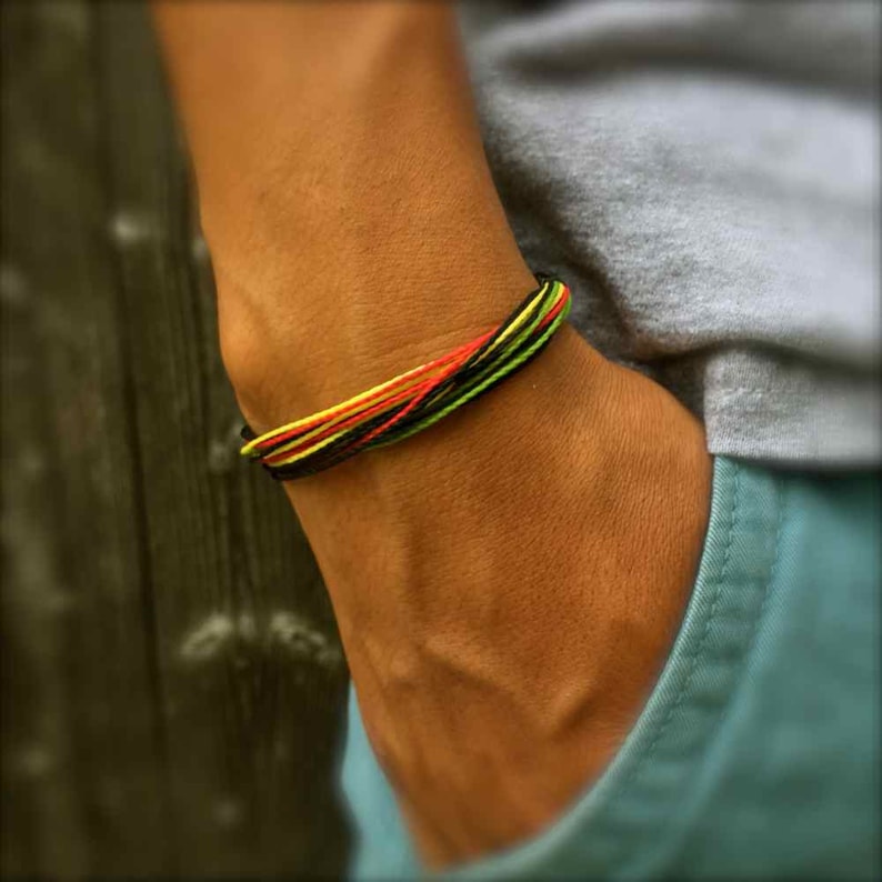 Rasta String Bracelet Jamaican Bracelet Rasta Jewelry Etsy