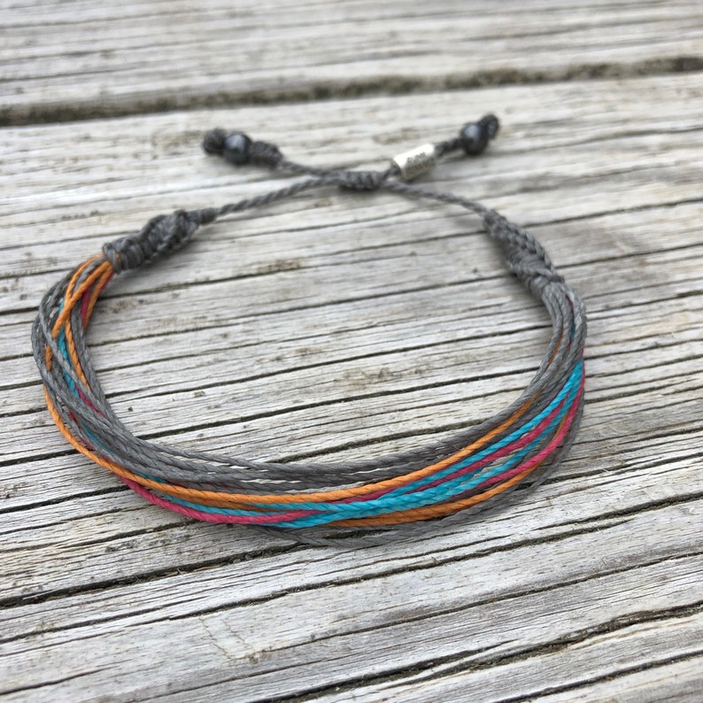 Surfer Style Multi Color Bracelet Grey String Bracelet Men Etsy