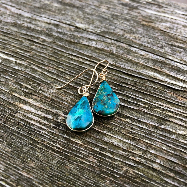 Chrysocolla Earrings Peruvian Turquoise Earrings | Etsy