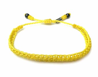 Pulsera de cordón amarillo / Pulsera anudada de macramé / Pulsera surf amarilla / Pulsera de la amistad amarilla / Pulsera tejida amarilla