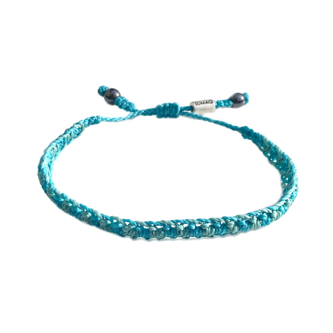 Cerulean Blue Boho Bracelet Aqua Surfer Bracelet Teal Cord - Etsy