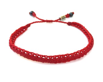 Pulsera de cordón rojo / Pulsera de la amistad roja / Pulsera de San Valentín / Pulsera roja para hombres / Pulsera roja para parejas / Pulsera roja de macramé para mujeres y niños