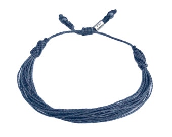 Navy String Bracelet | Navy Blue Surf Bracelet | Pull Tie Adjustable Waterproof Surfer Bracelet | Unisex Thread Bracelet for Men Women Kids