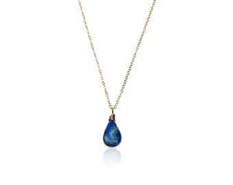 Sodalite Necklace | Sodalite Pendant | Small Blue Stone Necklace | Sodalite Jewelry for Women | Blue Teardrop Stone Necklace 16 18 20 Inch