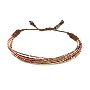 String Bracelet for Women, Metallic Brown and Pink Women&#39;s Friendship Bracelet, Best Friend Gift Woman