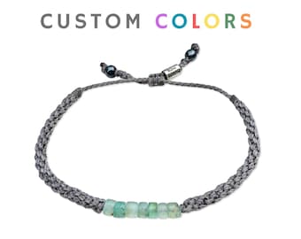 Custom Peruvian Opal Bracelet – Hand-knotted Adjustable Gemstone Rope Jewelry for Men Women Kids