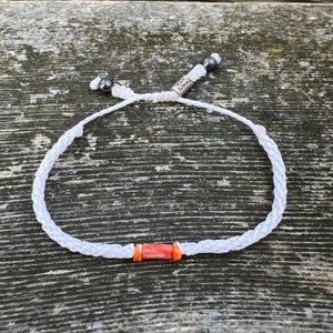 Orange Spiny Oyster Bracelet, Spondylus Shell Jewelry, Woven Rope Bracelet Gift for Men Women and Kids in Custom Colors