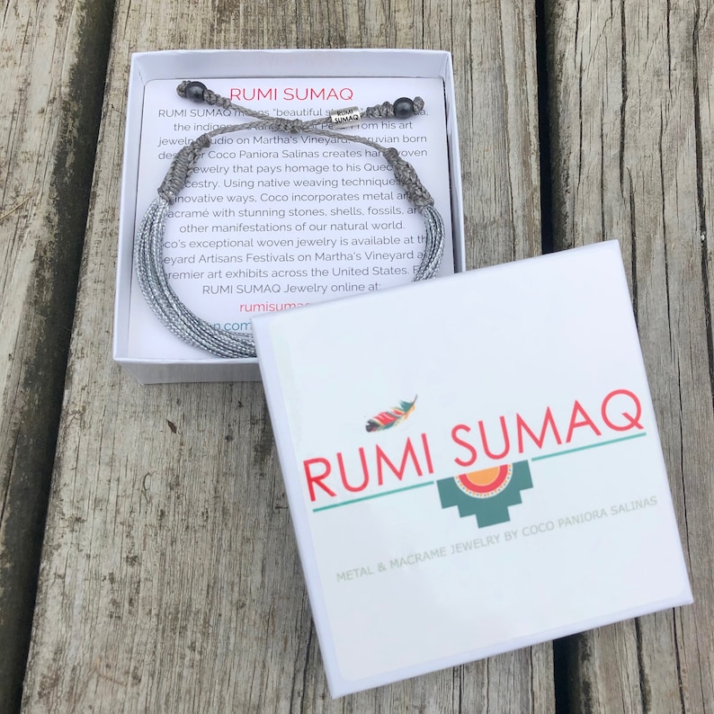 Handwoven silver awareness bracelet, perfect for supporting schizophrenia awareness, Parkinson’s awareness, and dyslexia awareness. This silver string bracelet symbolizes hope and strength while remaining stylish and lightweight. The adjustable design ensures a comfortable fit for men, women, and kids. A meaningful silver ribbon awareness bracelet for those impacted by neurological conditions. Handmade by Rumi Sumaq, silver awareness jewelry, awareness wristband.