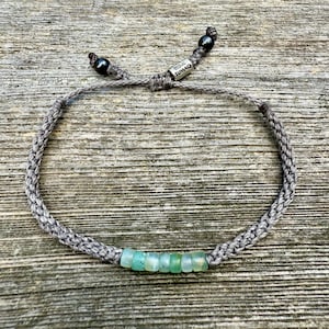 Peruvian Opal Bracelet, Opal Stone Beaded Bracelet, Adjustable Rope Bracelet Raw Opal Jewelry for Men and Women, Blue Green Opal Birthstone