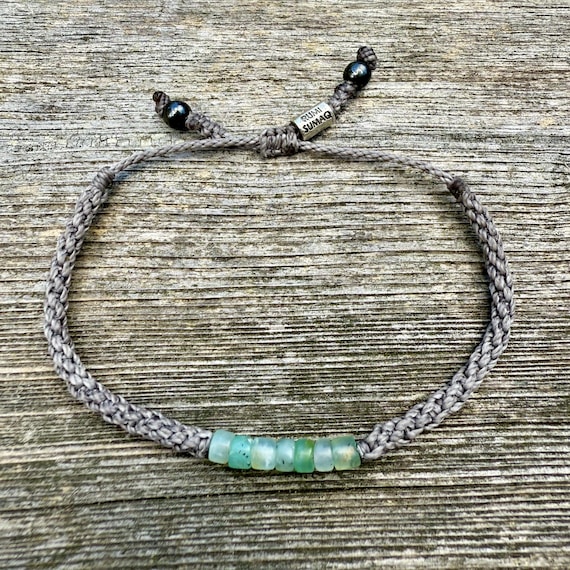 Peruvian Opal Bracelet, Opal Stone Beaded Bracelet, Adjustable Rope Bracelet Raw Opal Jewelry for Men and Women, Blue Green Opal Birthstone