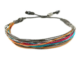 Surfer Style Multi Color Armband | Graues String Armband Männer Surfer Geschenk | Armband zum Binden
