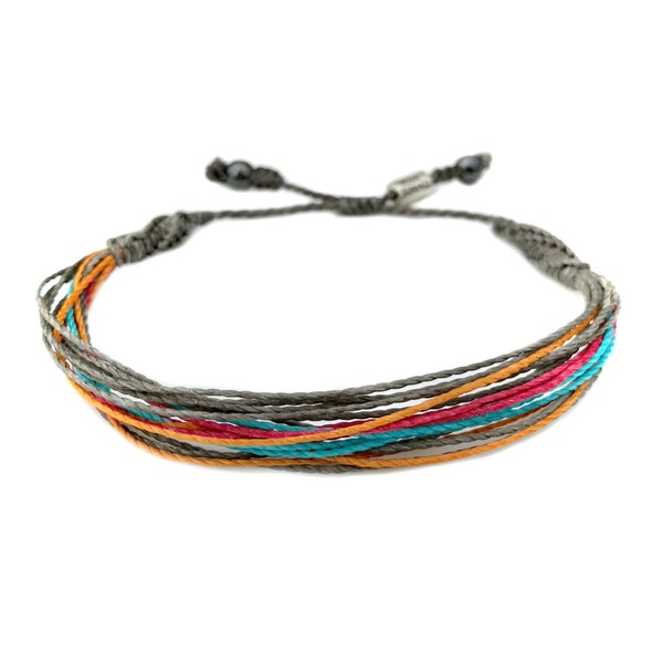 Surfer Style Multi Color Bracelet | Grey String Bracelet Men Surfer Gift | Pull Tie Bracelet