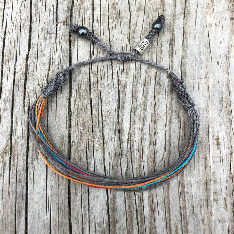 Surfer Style Multi Color Bracelet Grey String Bracelet Men Etsy