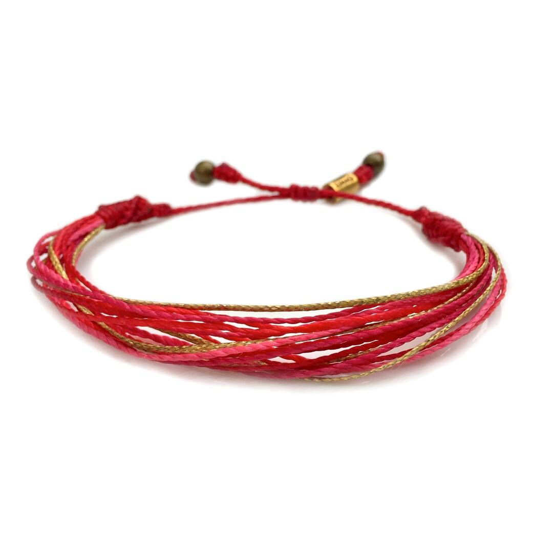 Red Gold Bracelet Red Pink Bracelet Red Thread Bracelet Red Wrap ...