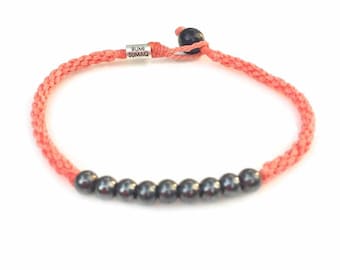 Hematite Beaded Anklet, Boho Beach Braided Anklet, Rope Ankle Bracelet