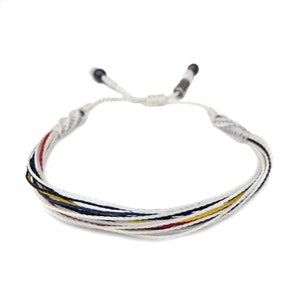 White RUMI SUMAQ Argentina Soccer Bracelet in Flag Colors Blue Black and Yellow for Men and Women with Hematite Stones