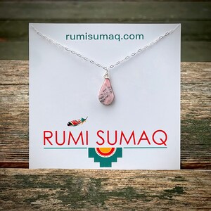 Rhodonite necklace by Rumi Sumaq jewelry | Dainty minimalist pink stone necklace for women in Sterling Silver or 14k gold-fill