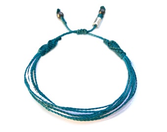 Cervical Cancer Awareness Bracelet | Teal and White String Bracelet | Cervical Cancer Survivor Gift