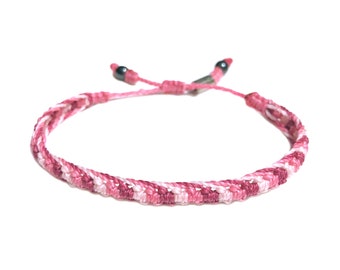 Pink Braided Bracelet | Pink Gift for Daughter | Hot Pink Bracelet | Pink Bangle Bracelet | Tween Girl Gift | Woven Bracelet for Women Girls