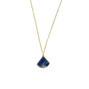 Blue Sodalite Necklace, Triangle Pendant Necklace, Blue Stone Necklace for Women, Sodalite Crystal Jewelry, Navy Blue Necklace Gold Silver