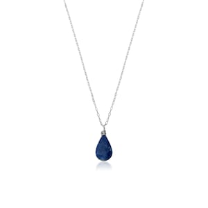 Sodalite Necklace | Minimal Stone Necklace Silver 18 Inch Chain | Blue Sodalite Jewelry | 16 Inch Sodalite Pendant Gold Fill 20 Inch Chain